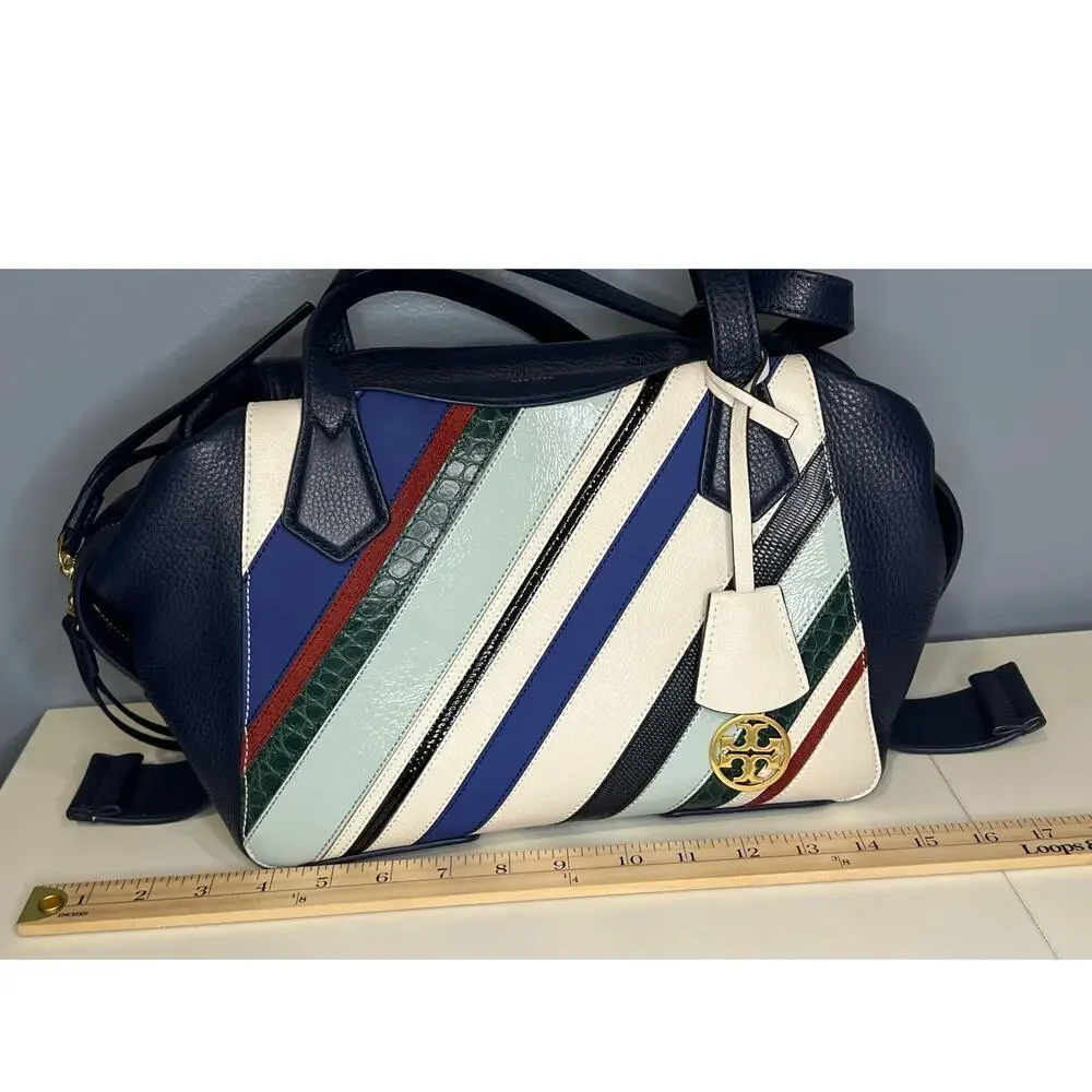 EUC Tory Burch Perry Balloon Multicolored Stripe Handbag